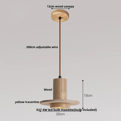 DecorBites™ Glass Ball LED Pendant Lamp for Coffee Living Dining Room with Natural Wood and Stone