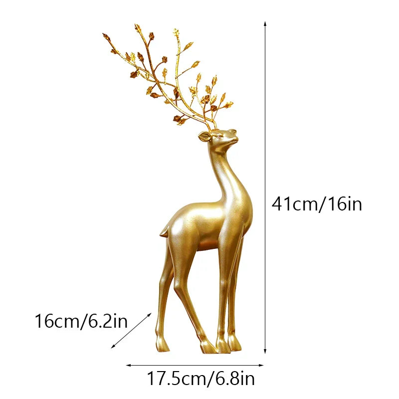 Gold Deer Feng Shui Figurines