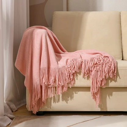 DecorBites™ Knitted Nordic Sofa Blanket - Soft Wool Blend Bed End Towel for Hotel Bedroom Decor