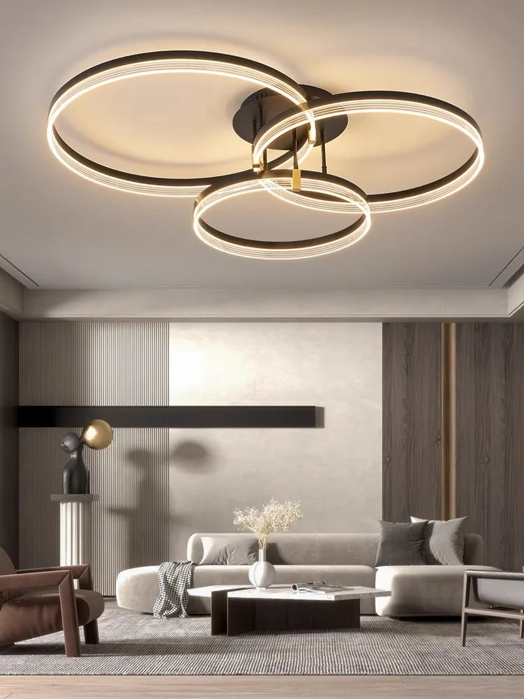 DecorBites™ Acrylic Round Ring Ceiling Light LED Chandelier Modern Minimalism for Living Room and Kitchen