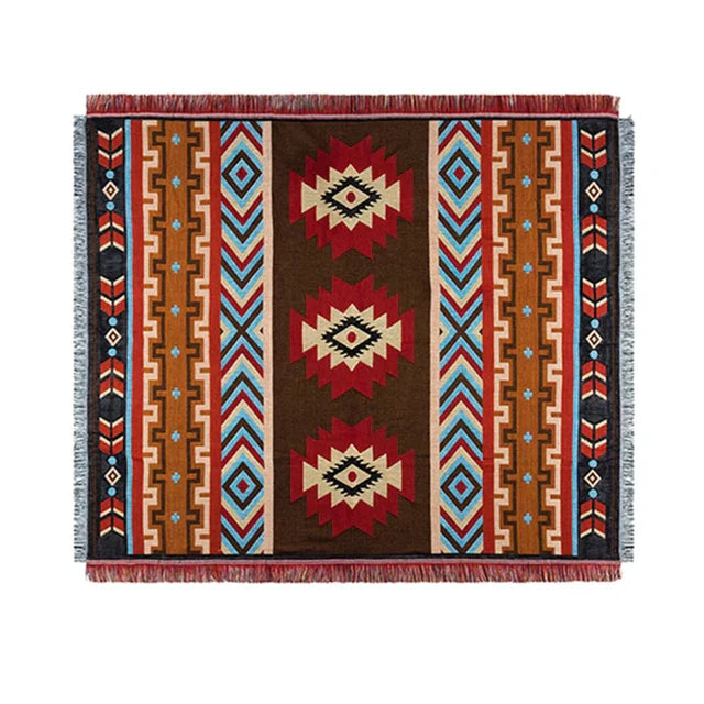 DecorBites™ Geometric Cotton Knitted Sofa Blanket & Tapestry