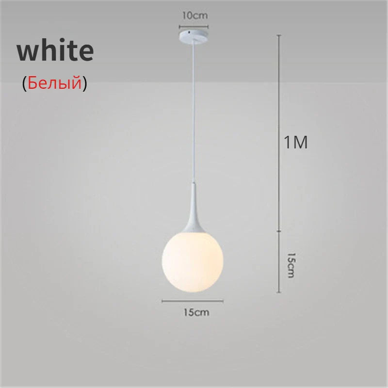 DecorBites™ Glass Ball LED Pendant Lights for Modern Living Room, Black/White Horn Fixtures