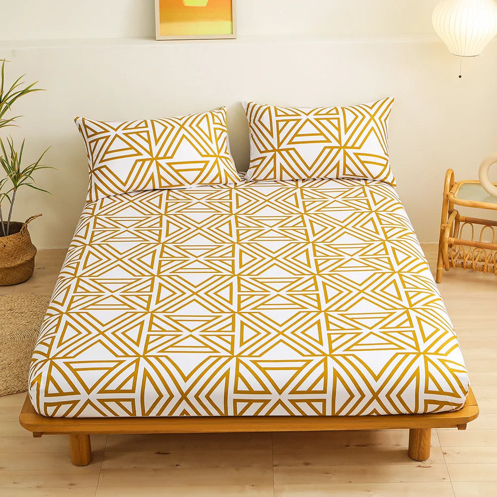 DecorBites™ Geometric Figure Sheet Set with 2 Pillowcases for Bedroom All Seasons