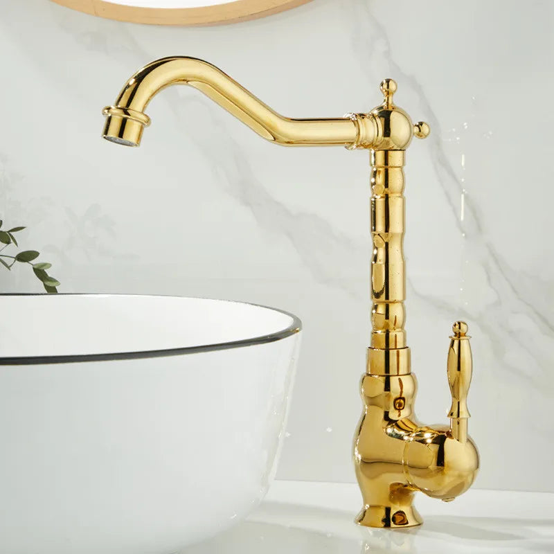 Gold Contemporary Sink Faucet