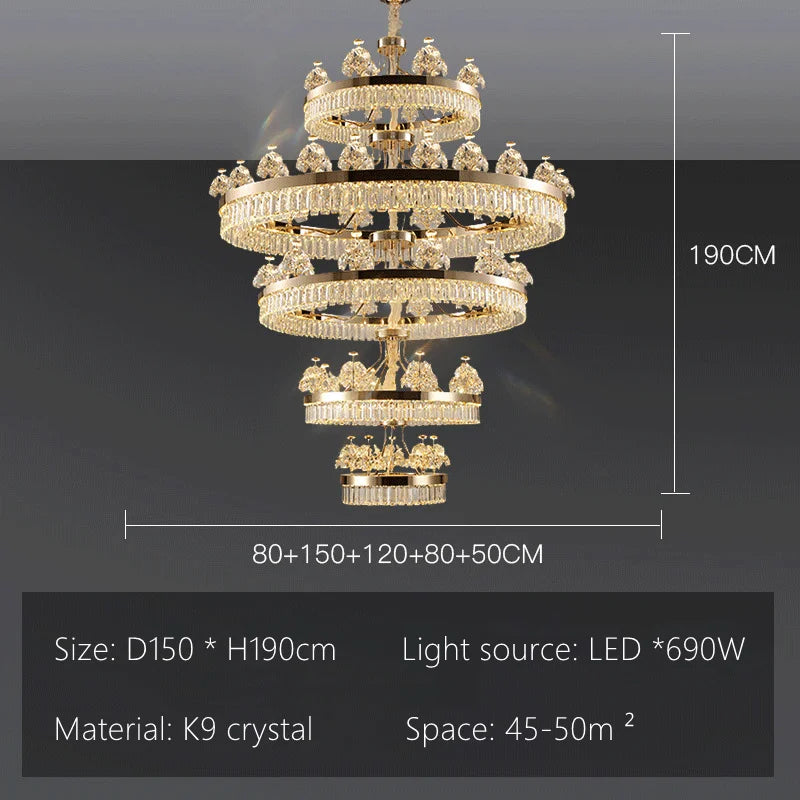 Crystal Ceiling Chandelier D100cm Master Suite
