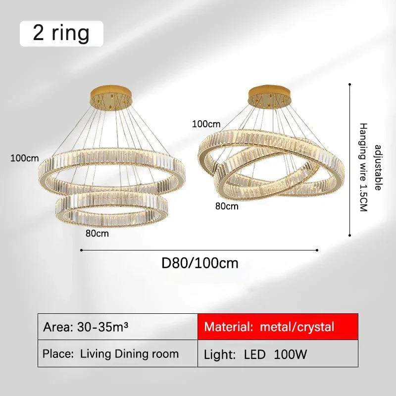 Gold Crystal Halo Chandelier