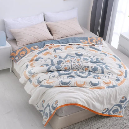 DecorBites™ Cotton Nordic Throw Blanket - Soft Summer Quilt for Single/Double Beds - Boho Home Decor Cover