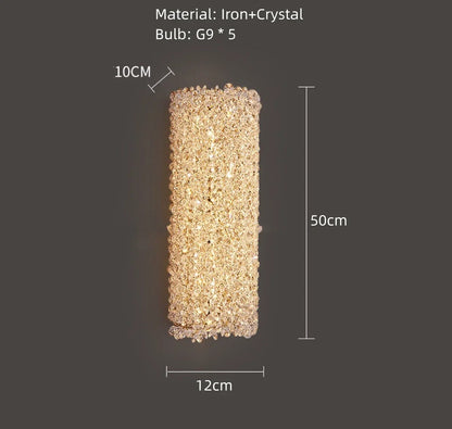 DecorBites™ Crystal Wall Lamp: Gold Metal, G9 Bulb, Adjustable Wire Drop, Elegant Lighting