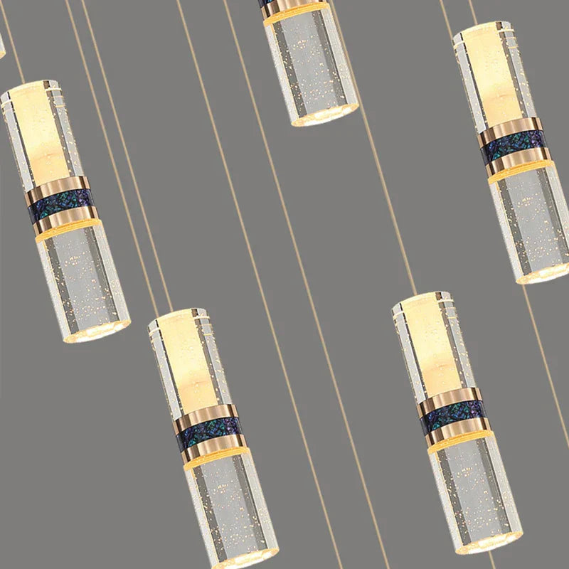 DecorBites™ Crystal Columnar Chandelier Stair Light for Home, Restaurant, Bar, and Villa