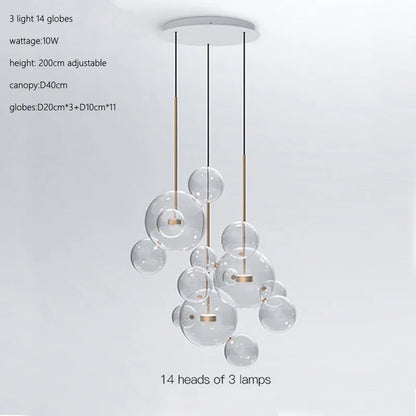 DecorBites™ Glass Bubble Ball LED Chandelier Mickey Light for Restaurant, Bar, and Store