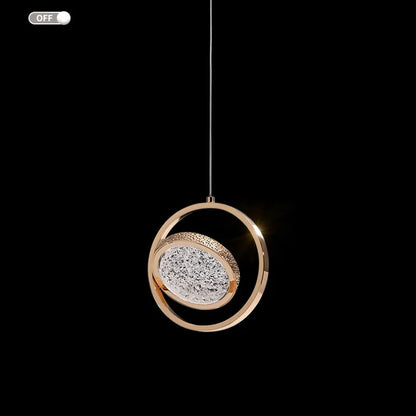 DecorBites™ Crystal Ring Pendant Light - Rotatable Luxury Chandelier for Bedroom Decor