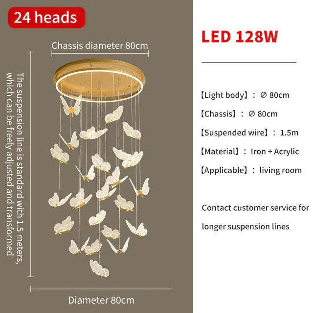 Gold LED Butterfly Pendant