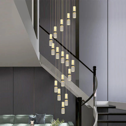 DecorBites™ Crystal Columnar Chandelier Stair Lamp Household Bubble Living Room Restaurant Bar Villa Lightning