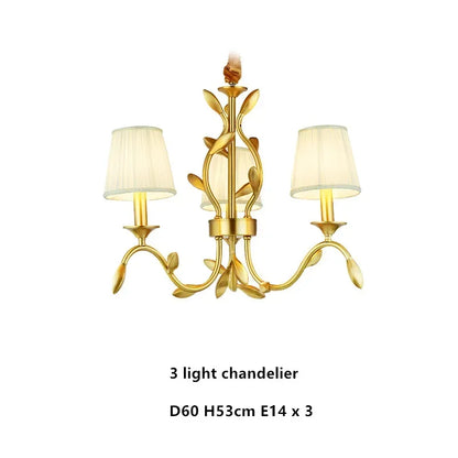 DecorBites™ Gold Copper Chandelier with Fabric Shades & LED Lighting
