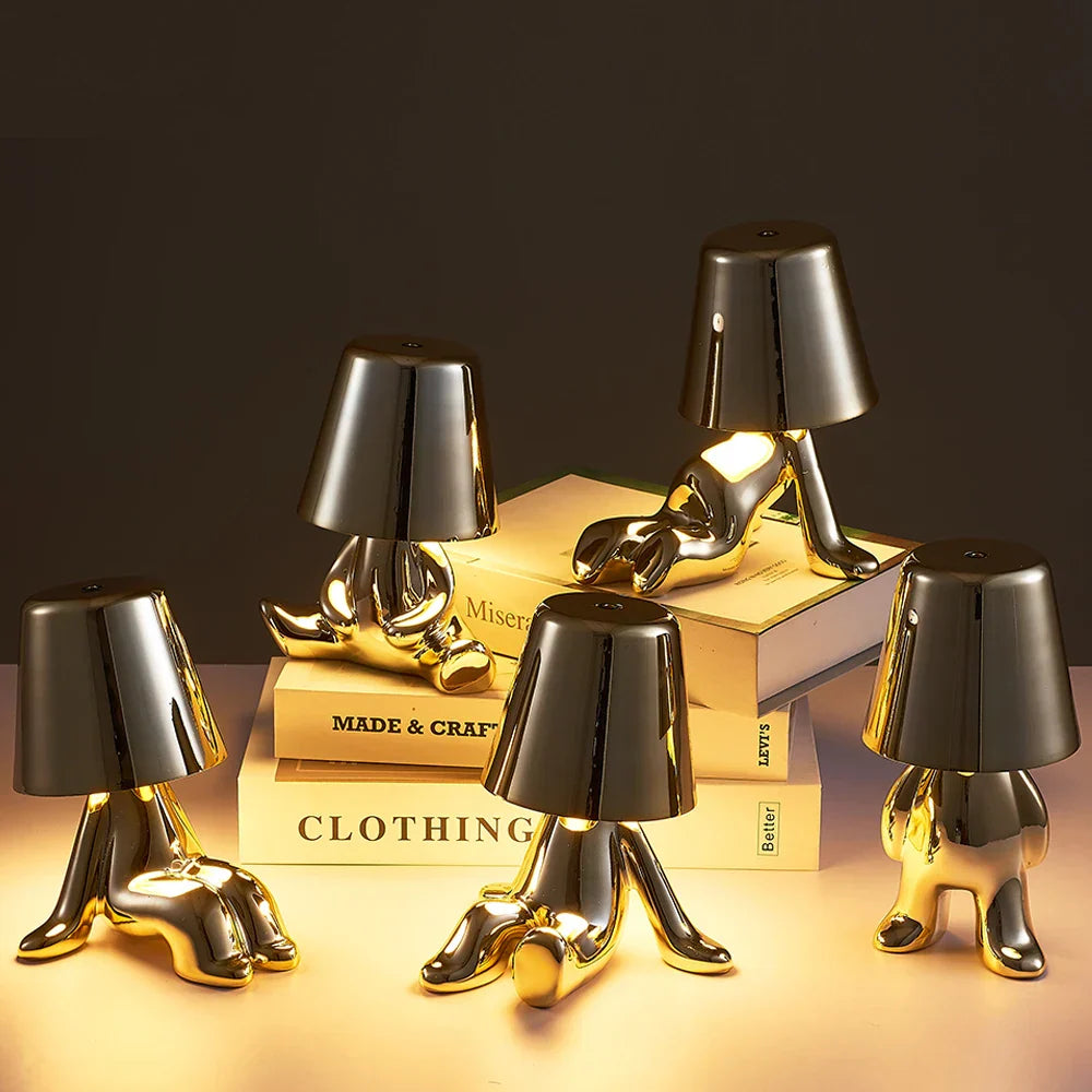DecorBites™ Little Golden Man Table Lamp - Art Decor Night Light for Living Room and Children's Room
