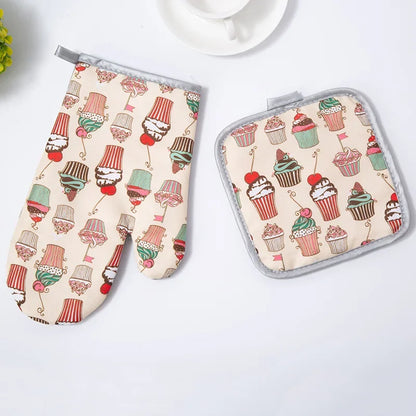 DecorBites™ Cotton Kitchen Baking Microwave Gloves for Heat Resistant Baking Oven Safety