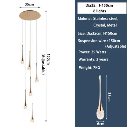 DecorBites™ Crystal LED Chandeliers: Elegant Staircase Hanging Lights for Luxe Living Spaces
