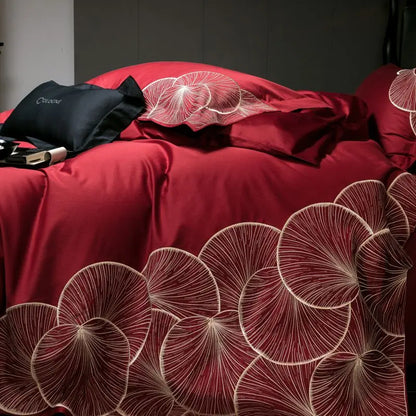 DecorBites™ Embroidered Egyptian Cotton Bedding Set - Queen/King, Luxury Bed Sheet & Pillowcases