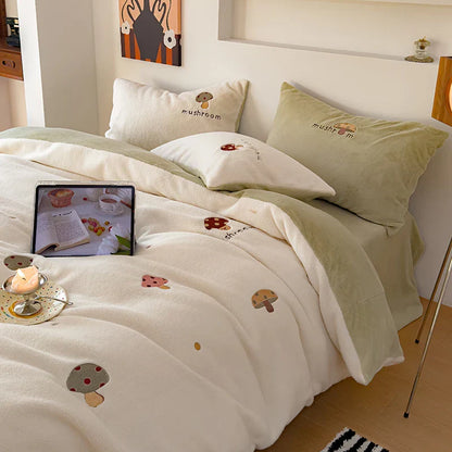 DecorBites™ Embroidered Cashmere Winter Duvet Set | Queen Size Warm Bedding & Blanket Cover
