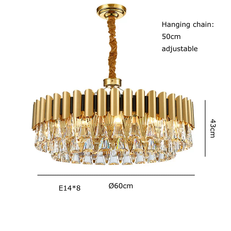 DecorBites™ Gold Crystal Chandelier Lights LED Nordic Classic Living Room Lamparas