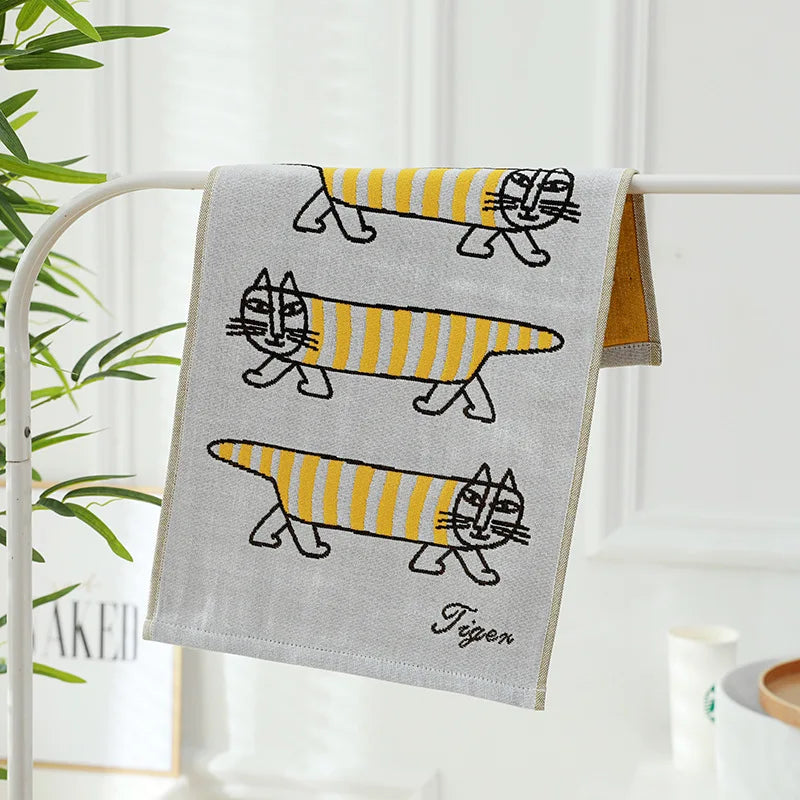 Cat Print Face Towels