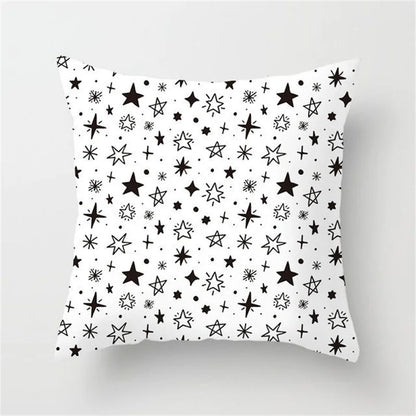 DecorBites™ Heart Stripe Pillow Cases | Black & White Polyester Cushion Covers