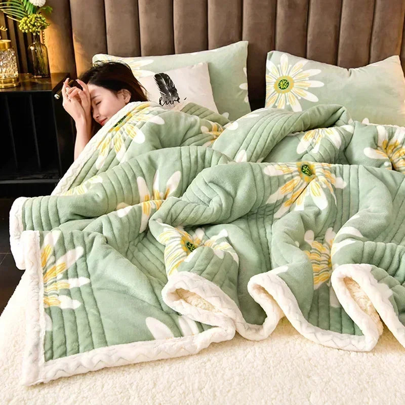 DecorBites™ Cozy Milk Velvet Blanket - 3 Layer Warmth & Fluffy Weighted Blanket