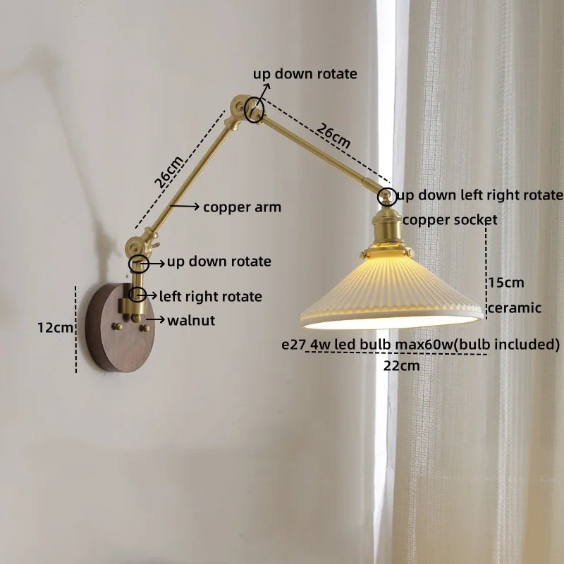 DecorBites™ LED Wall Light Walnut Copper Modern Style Hallway Bedroom Living Room