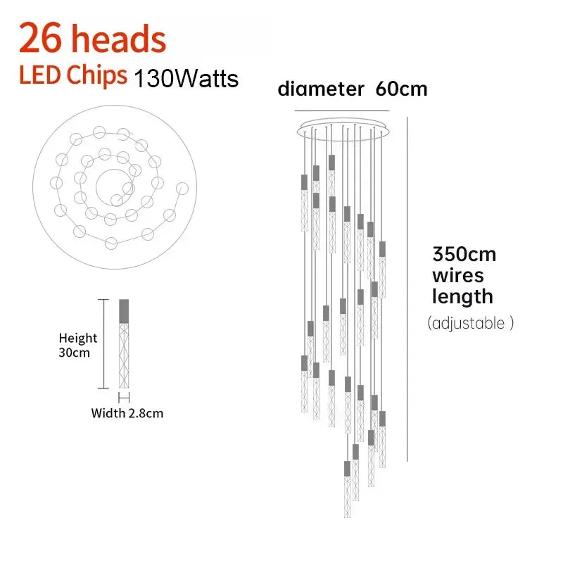 DecorBites™ Crystal LED Pendant Light: Luxury Lighting Fixture for Living Room, Bedroom, Hotel & Shop