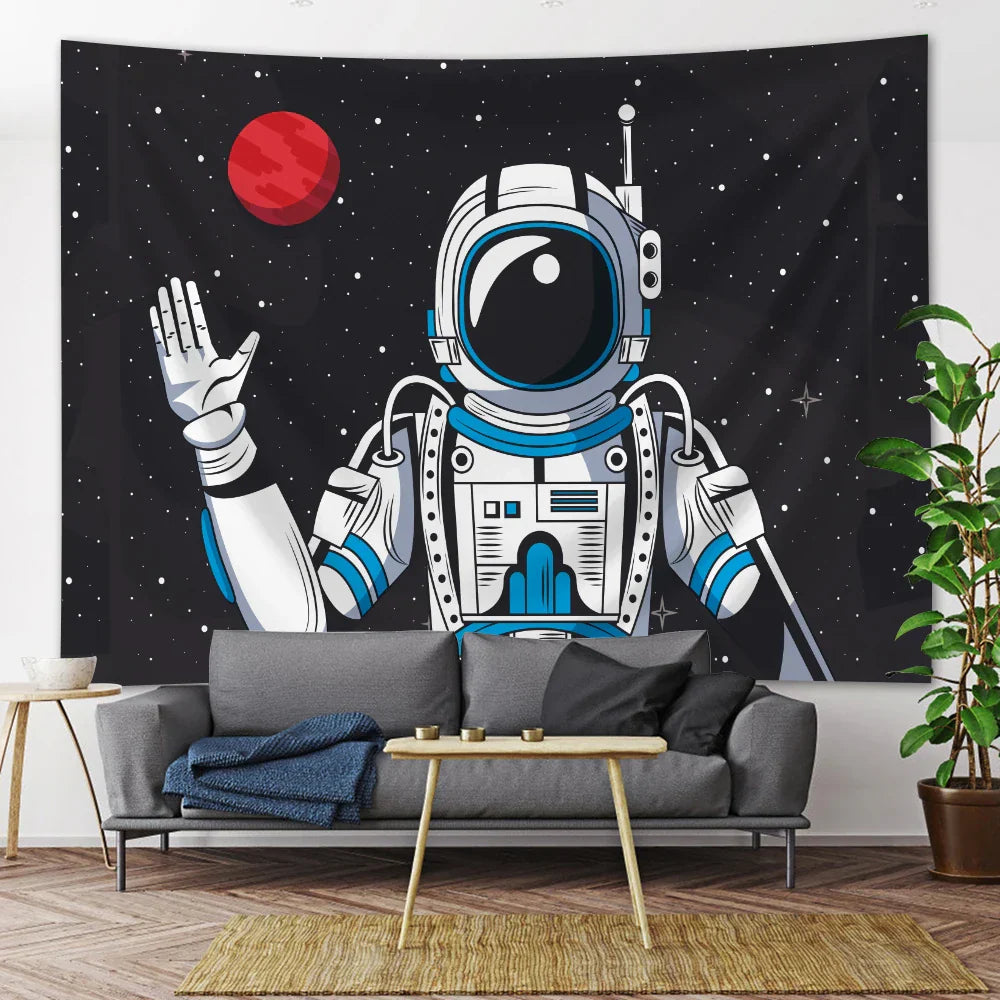DecorBites™ Futuristic Astronaut Tapestry Wall Hanging - Boho Room Decor for Hip Beach Vibe