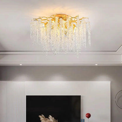 DecorBites™ Crystal Branch Chandelier: French Style Romantic Tassel Ceiling Lamp