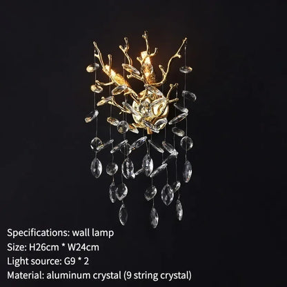 DecorBites™ Crystal Pendant Chandelier Luxury LED Lighting Branch Design for Living and Dining Rooms