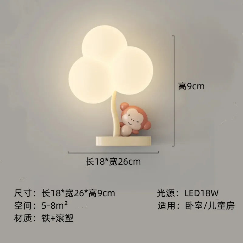 DecorBites™ Kids Room LED Animal Wall Lamps - Monkey Rabbit Cloud Design
