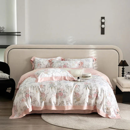 DecorBites™ Eucalyptus Fiber Bedding Set: Duvet Cover, Bed Sheet, Fitted Sheet, Pillowcases