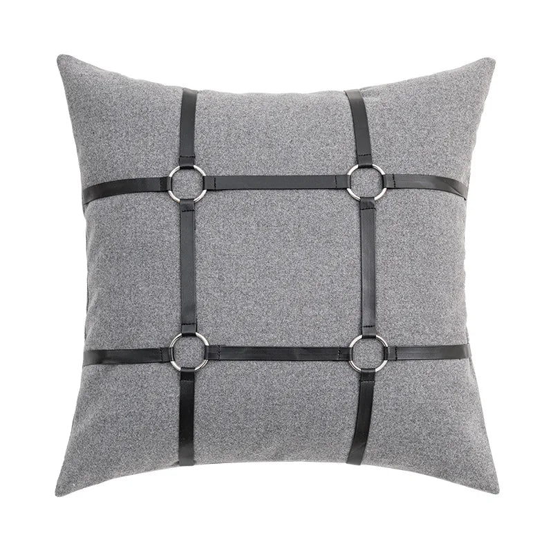 Leather Embroidery Cushion Cover