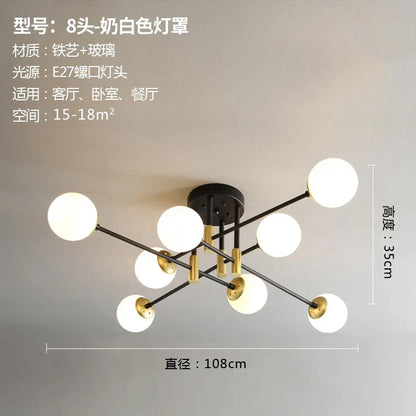 DecorBites™ Glass Ball LED Chandelier Ceiling Light for Living Room and Kitchen