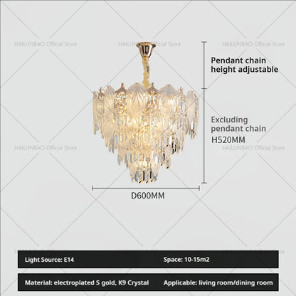 DecorBites™ French Crystal Chandelier Cream Wind Lighting Elegant Luxury Lights