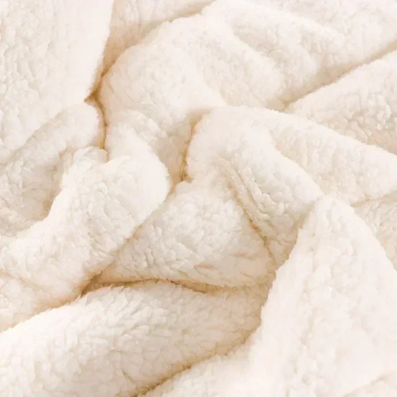 DecorBites™ Cozy Flannel Fleece Lambswool Blanket - 3 Layers, Warm & Soft for Bed.