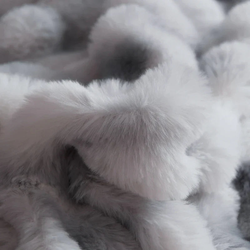 Blue Grey Faux Fur Bedding