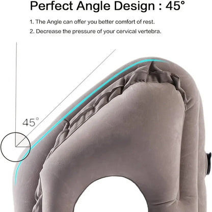 DecorBites™ Inflatable Travel Pillow: Portable Neck Cushion for Airplane, Car, Office, Nap.
