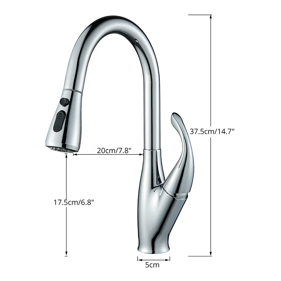 Black Pull-Out Kitchen Faucet Dual-Function Spout