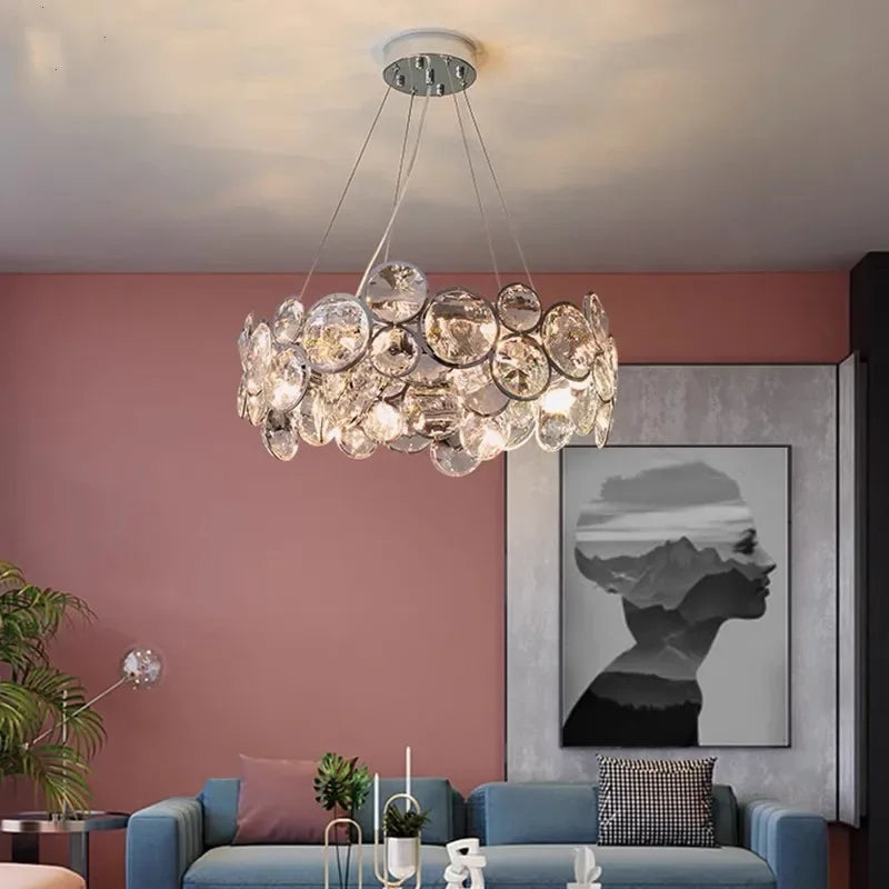DecorBites™ Crystal LED Chandelier: Modern Nordic Style Luxury Pendant Light for Living, Bedroom, Dining Room