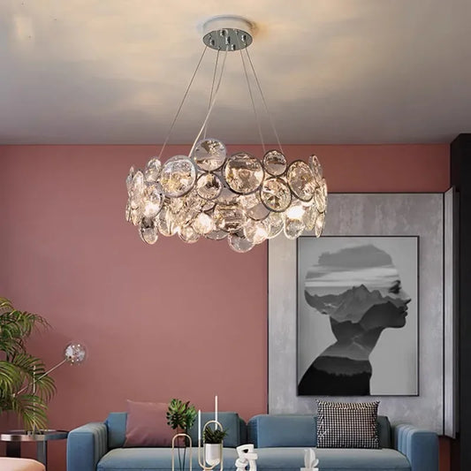 DecorBites™ Crystal LED Chandelier: Modern Nordic Style Luxury Pendant Light for Living, Bedroom, Dining Room