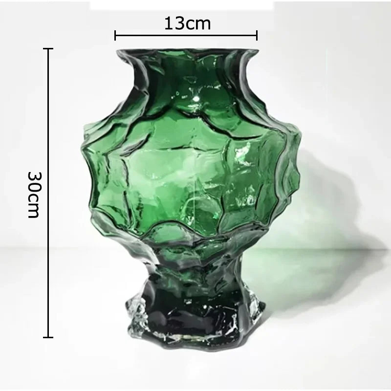 DecorBites™ Irregular Glass Vase: Desk Decor, Flower Arrangement, Aesthetic Room Pot