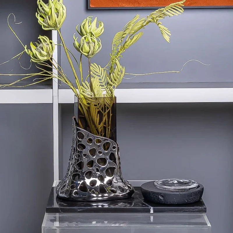 DecorBites™ Geometric Acrylic Glass Vase Droplet Flower Arrangement Terrarium Pot