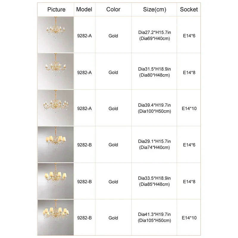 Gold Crystal Shade Chandelier