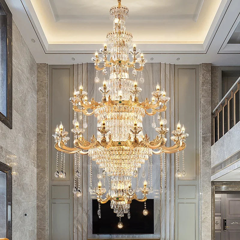 DecorBites™ Elegant Duplex Crystal Chandelier for Villa Living Room & Hotel Lobby