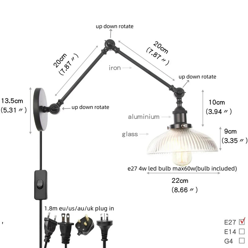 Iron Swing Arm Sconce