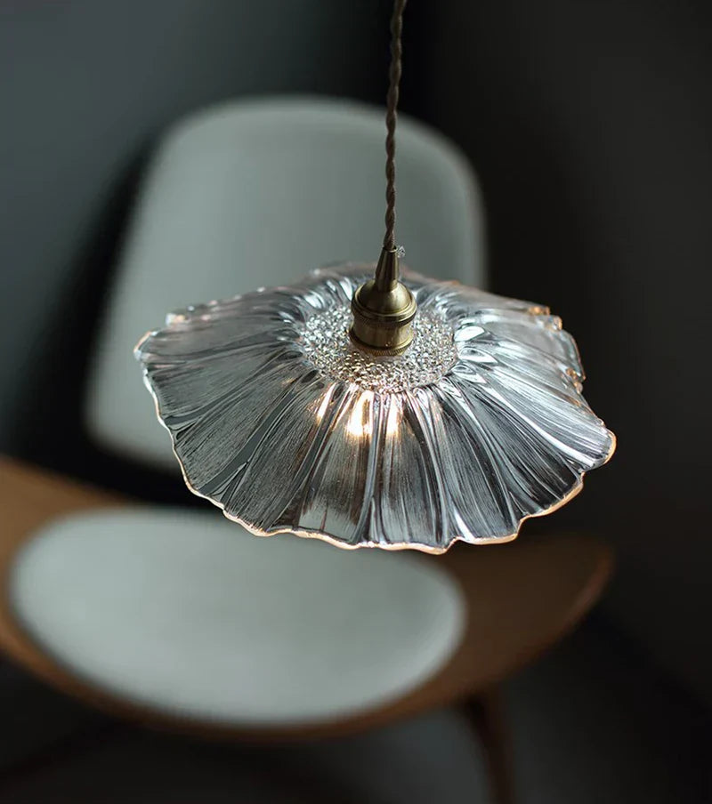 Sunflower Glass Brass Pendant