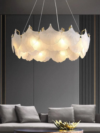 DecorBites™ Glass Chandelier LED Circle Pendant Lights for Modern Luxury Living & Dining Decor